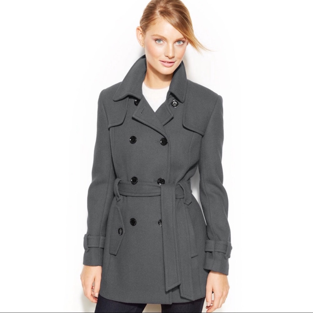 Calvin Klein Double-Breasted Belted Pea Coat L - Picture 6 of 6